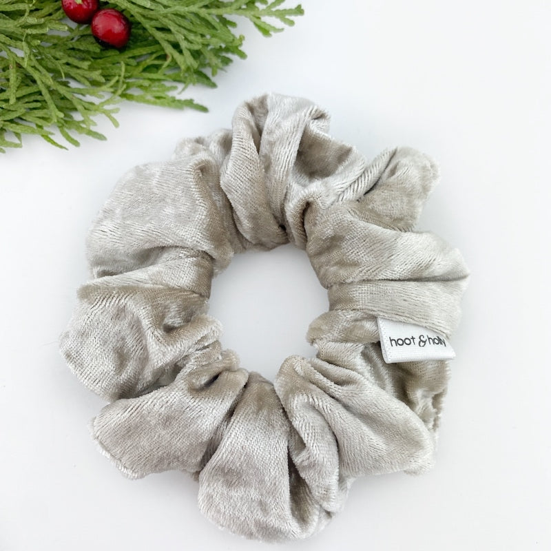 Scrunchies - Frosty Taupe Velvet
