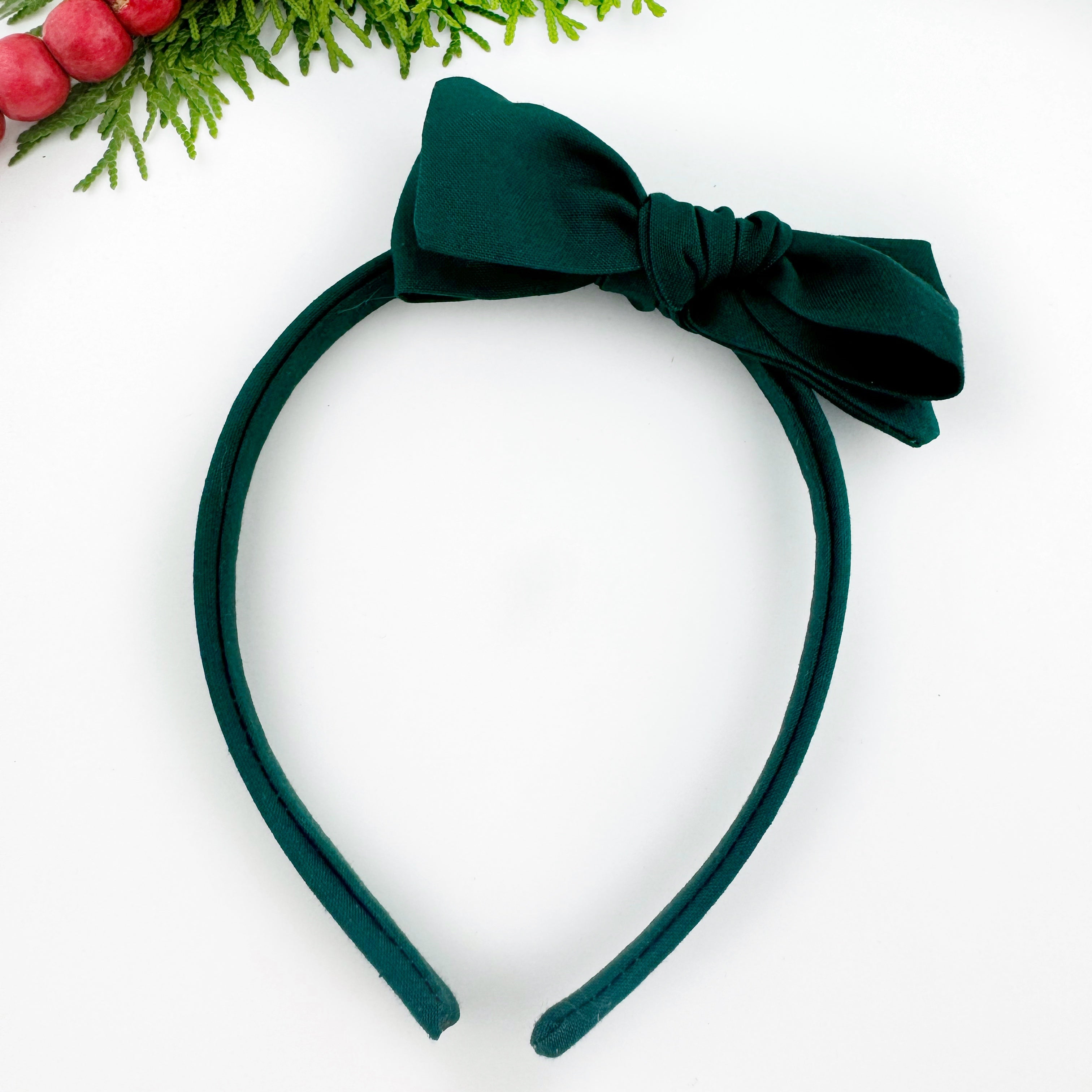 Paris Bow Headband - Pine Green