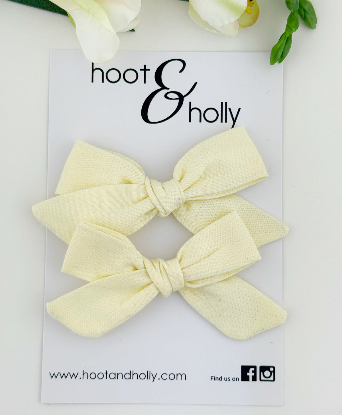 Sydney Bow - Pigtail Set - Pale Yellow