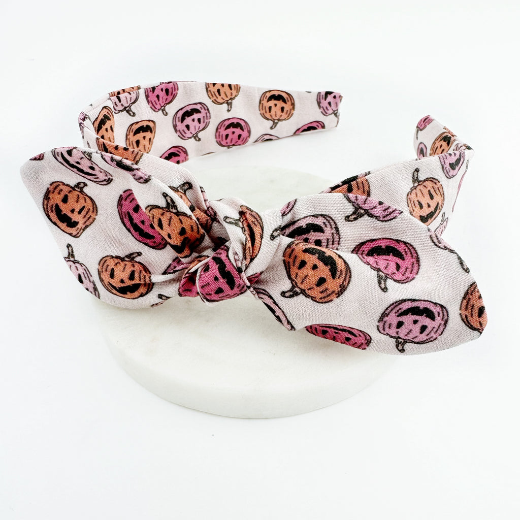 Knot Bow Headband - Jack-o-Lantern