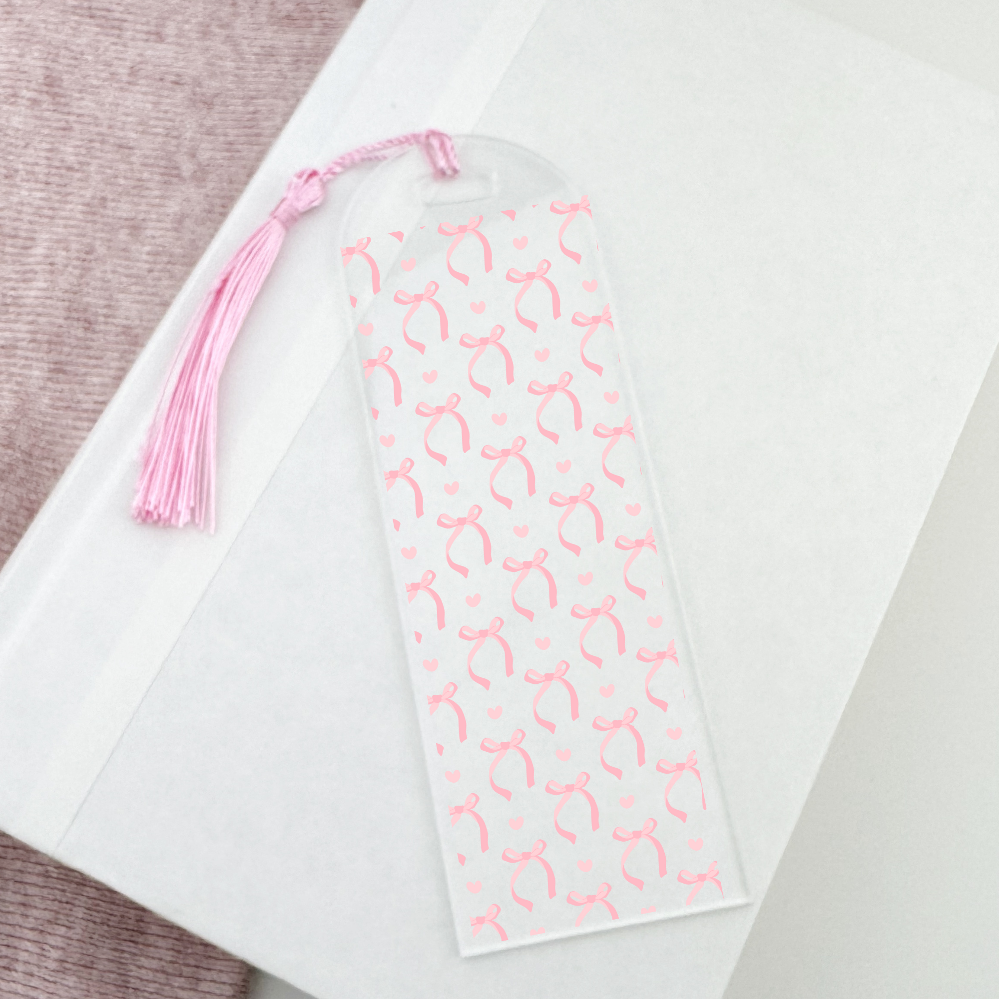 Acrylic bookmark with pink bows