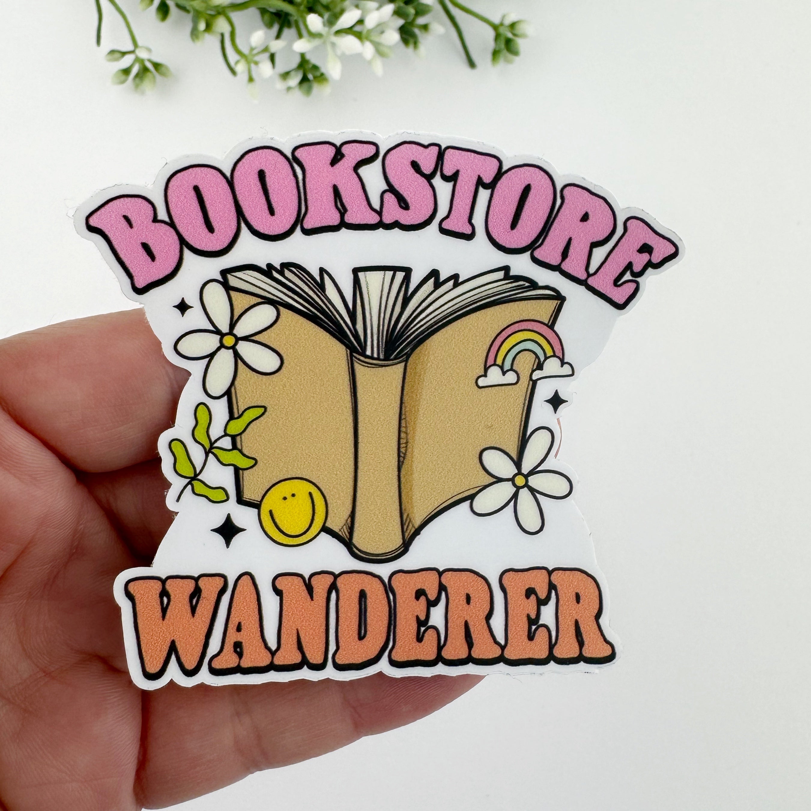 Sticker with 'Bookstore Wanderer' design 