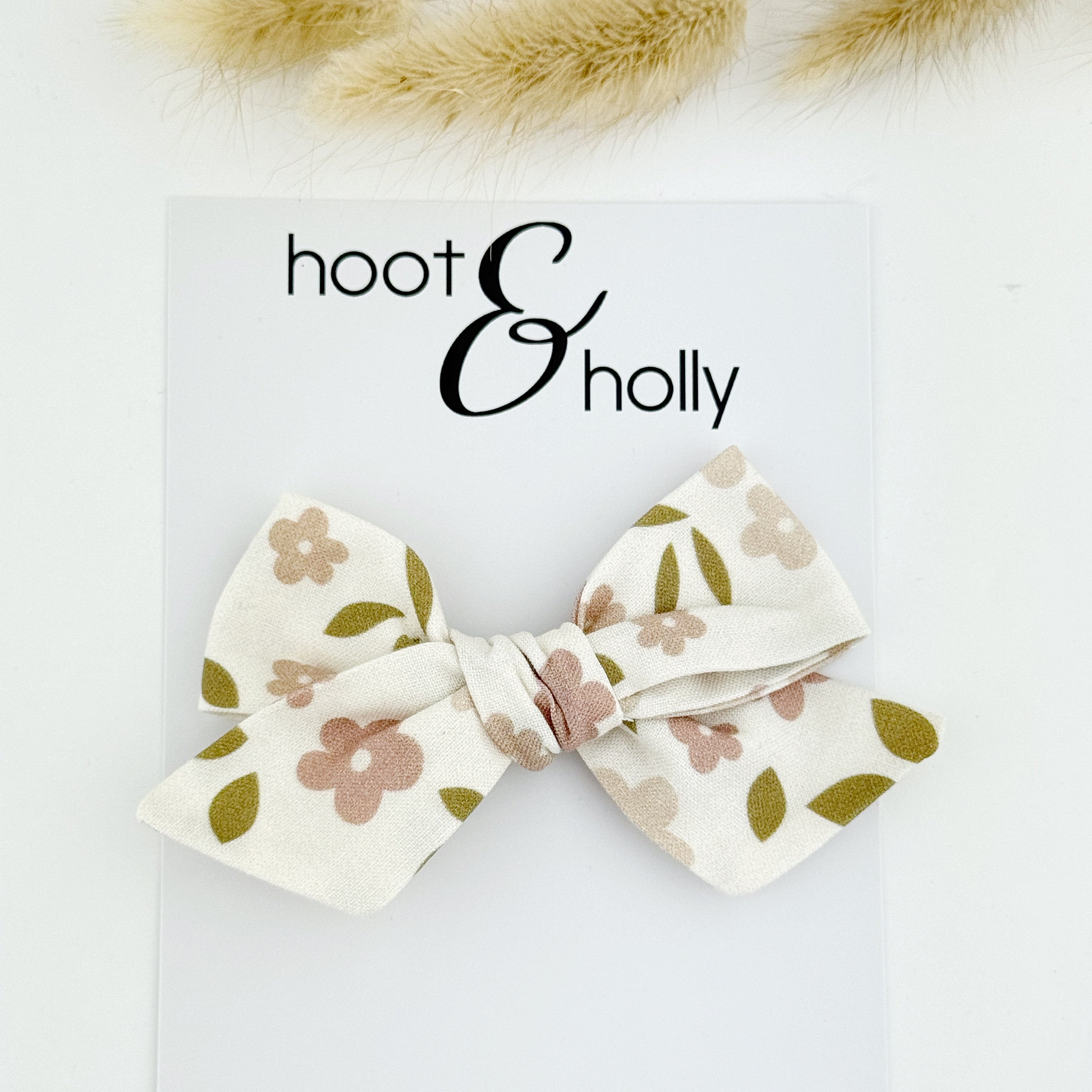 Floral hand tied hair bow girls hair bow