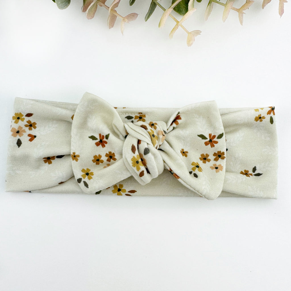 Top Knot Headband -  Dainty Autumn Floral - NEWBORN TO ADULT