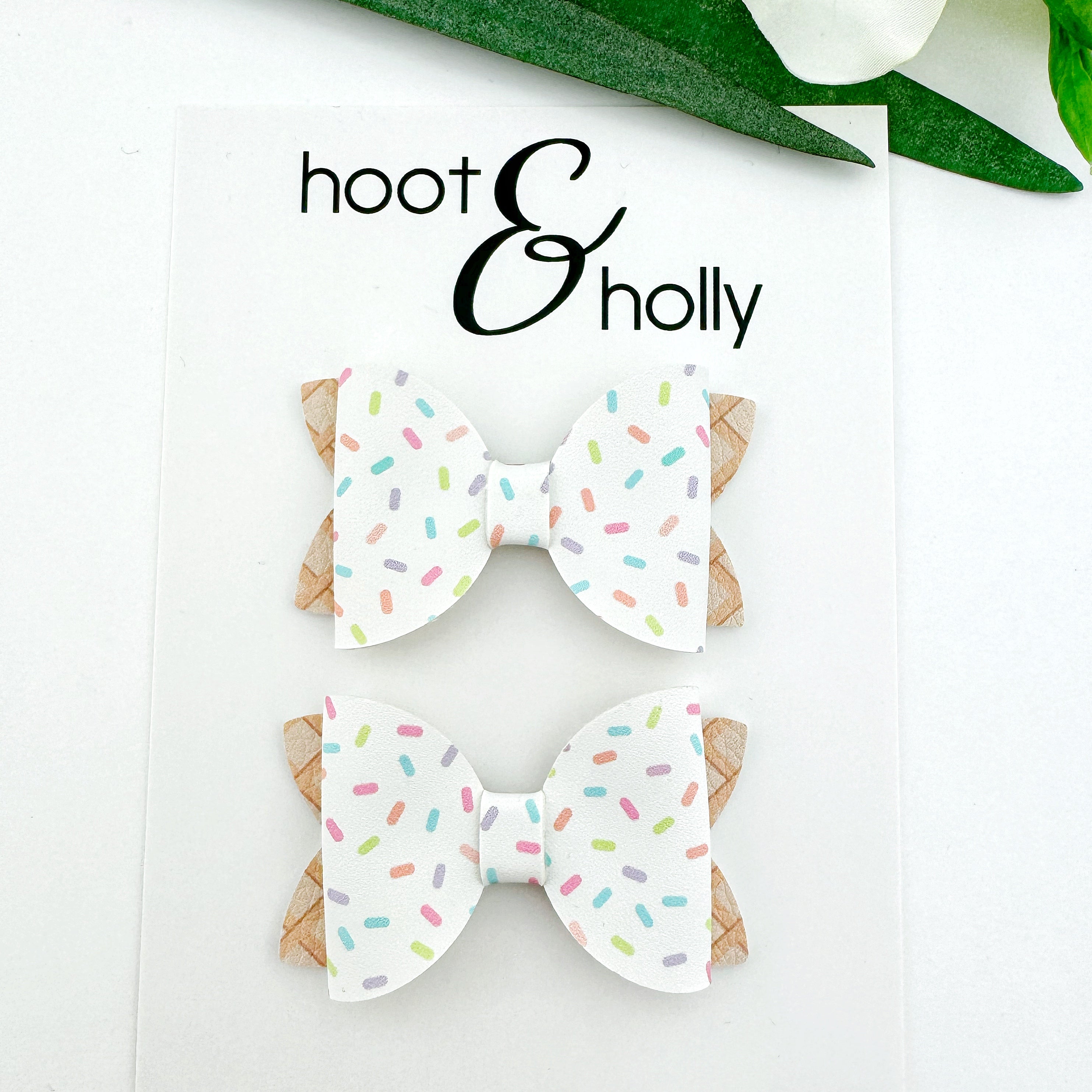 Aspen Bow - Pigtail Set - Ice Cream Social