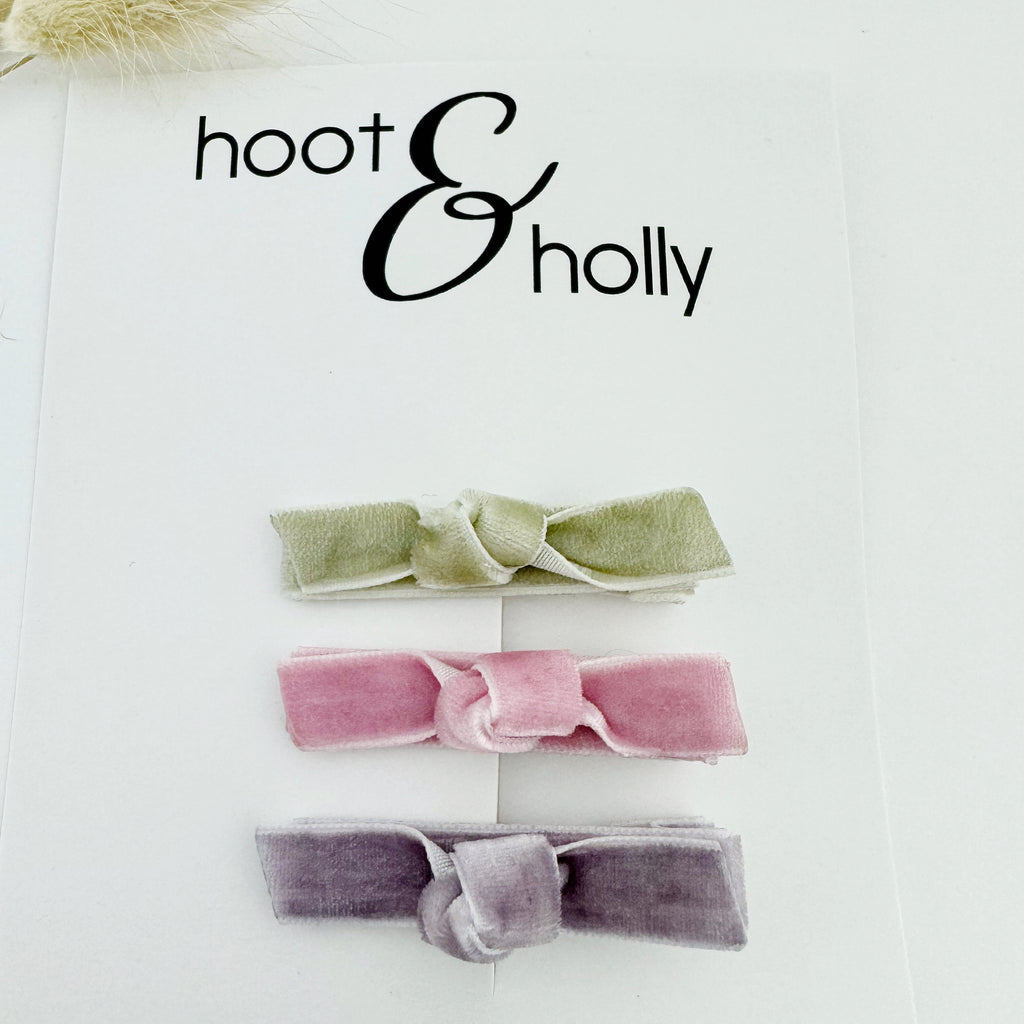 Bar Clips - Velvet Knot Set - Muted Pastels