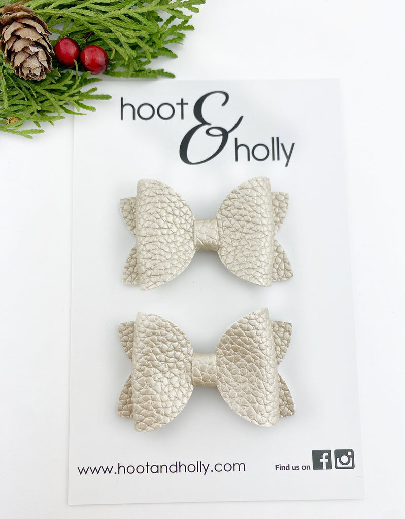 Aspen Bow - Pigtail Set -  Frosty Ivory