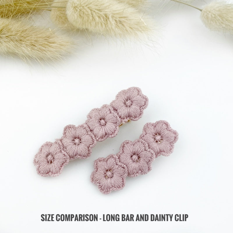 SET TWO - Long Bar Floral Clips