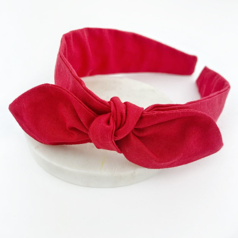 Knot Bow Headband - Solid Red