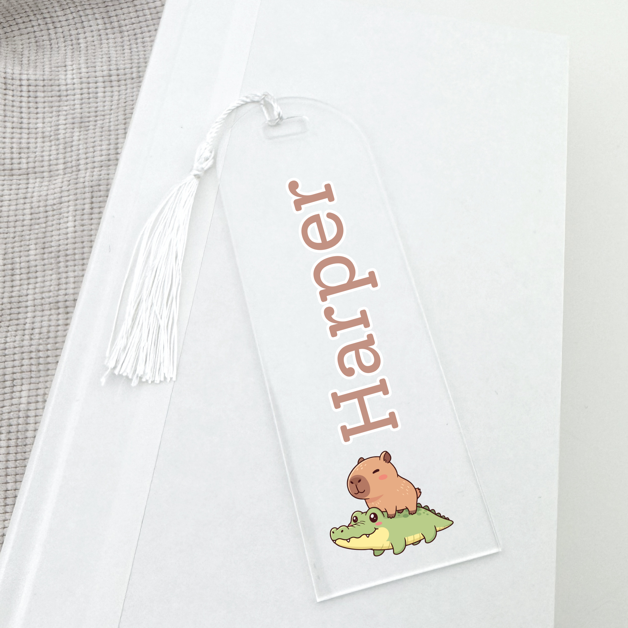 Personalized bookmark with cute capybara