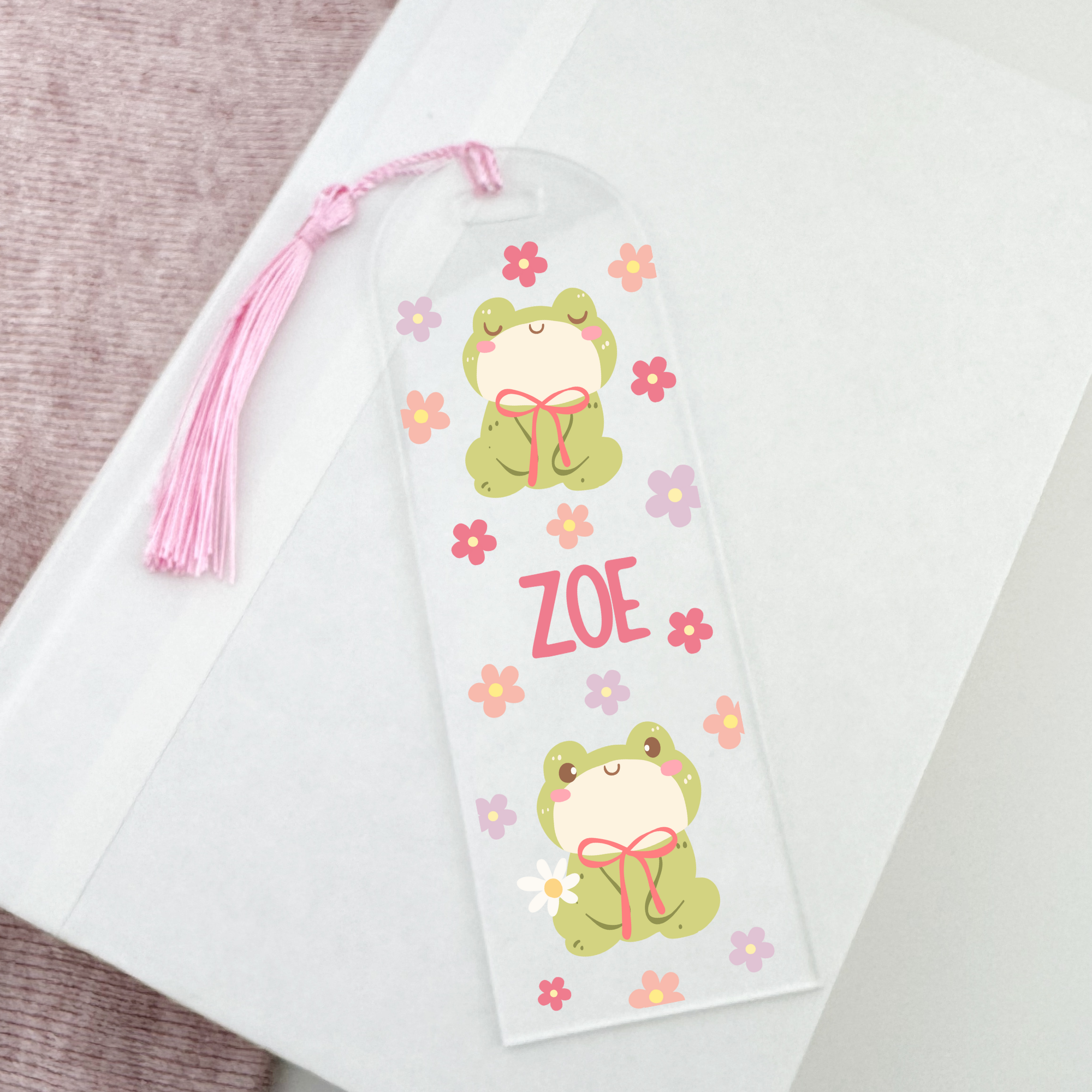 Personalized Bookmark with frog design and tassel