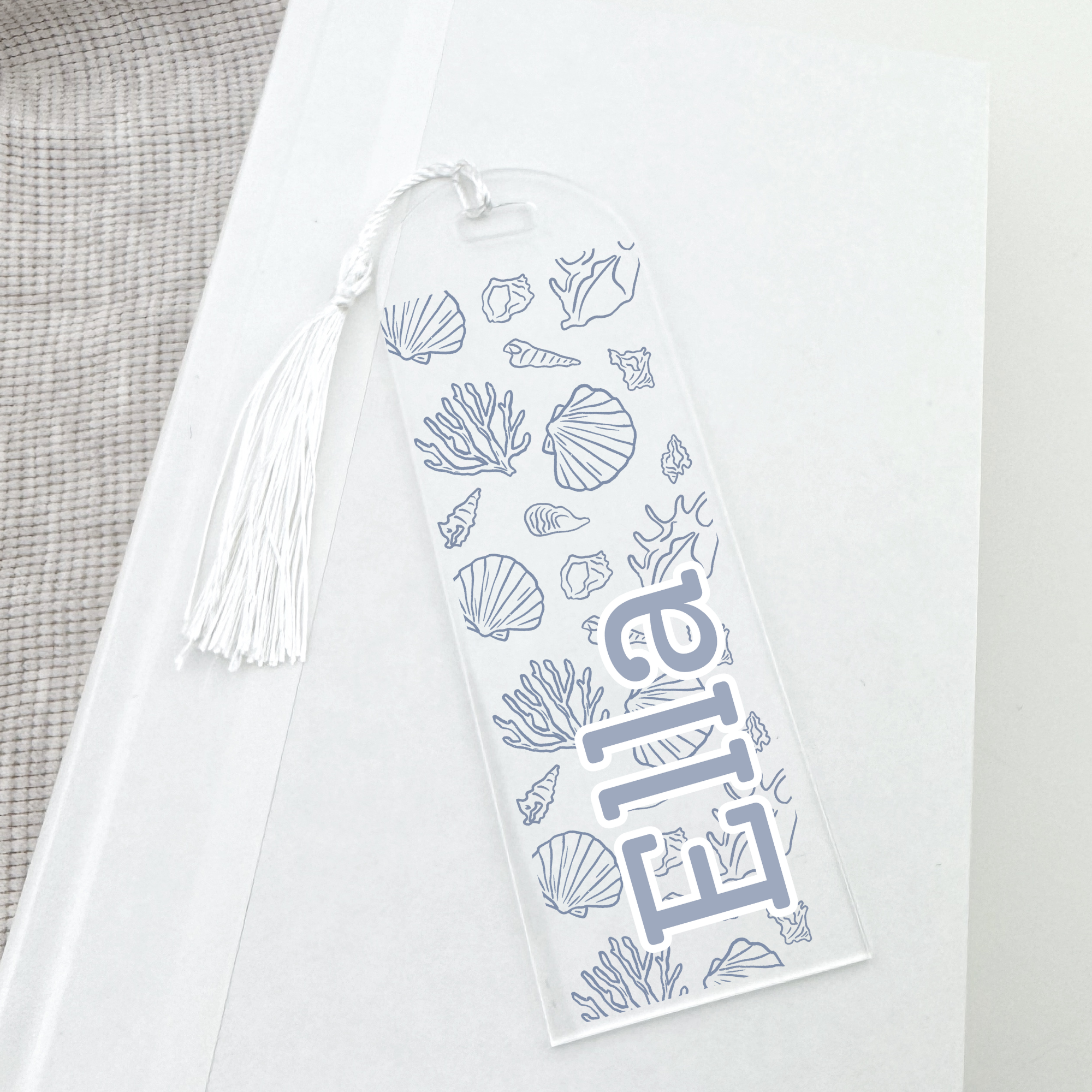 Personalized Bookmark with sea-themed illustrations and tassel