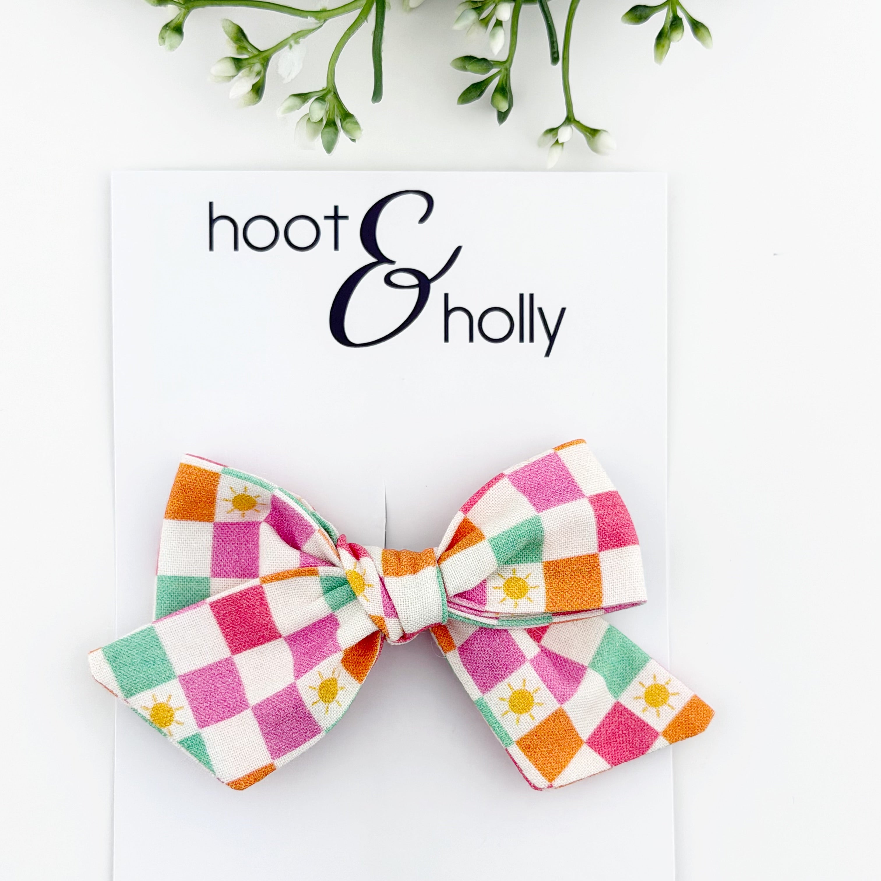 Colorful check hair bow, hand tied hair bow for baby and girls.