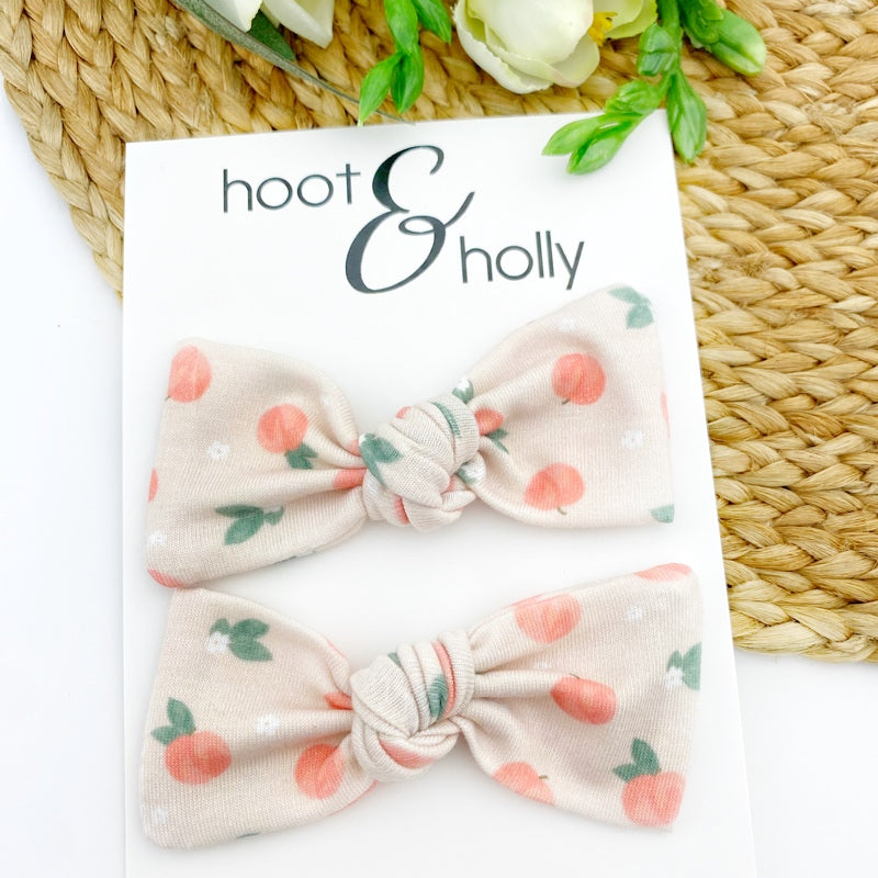 Knot Bows - Pigtail Set - Peaches