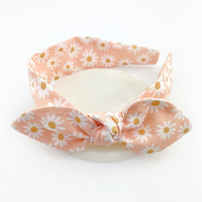 Knot Bow Headband - Peachy Daisy