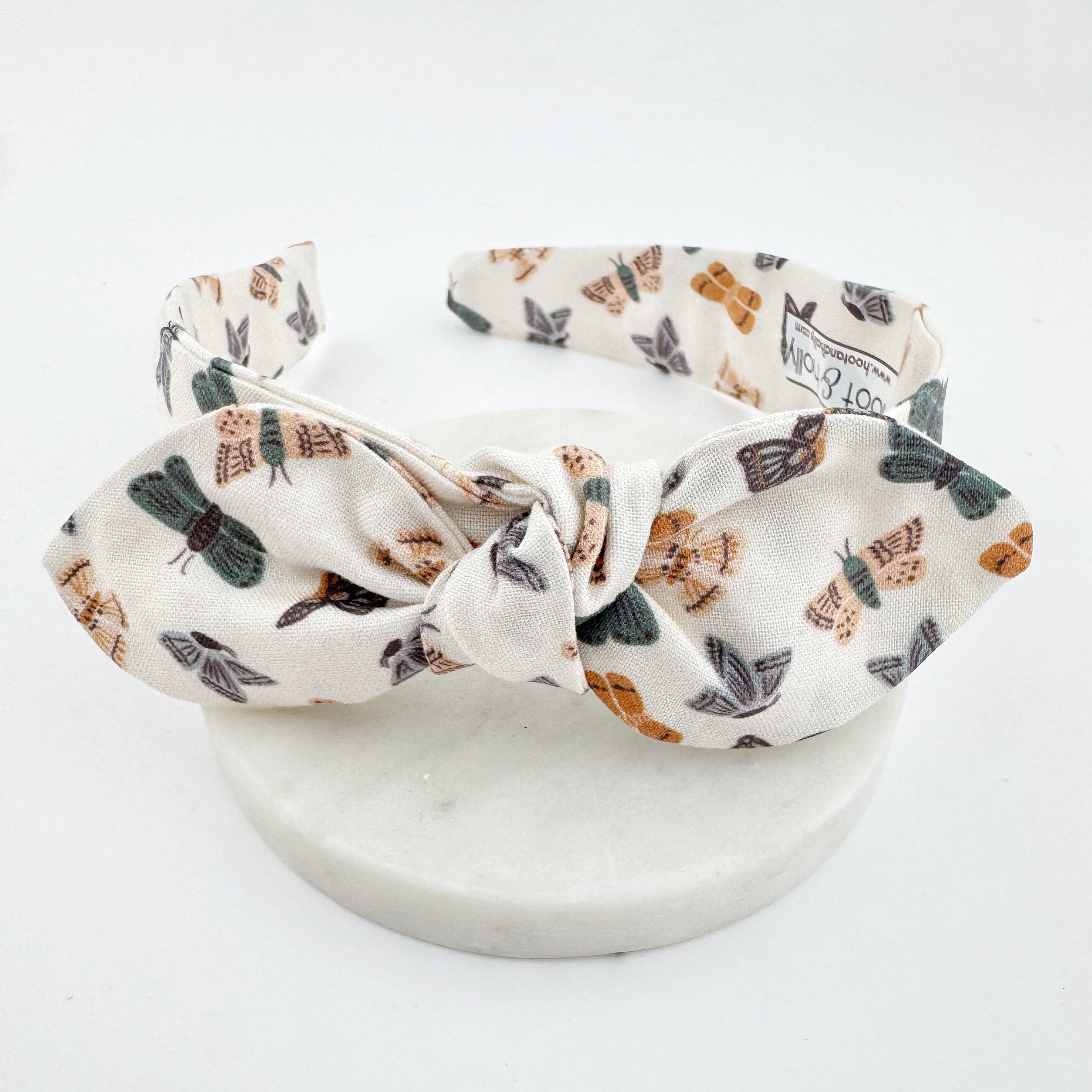 Butterfly patterned girls headband, girls knot bow hairband