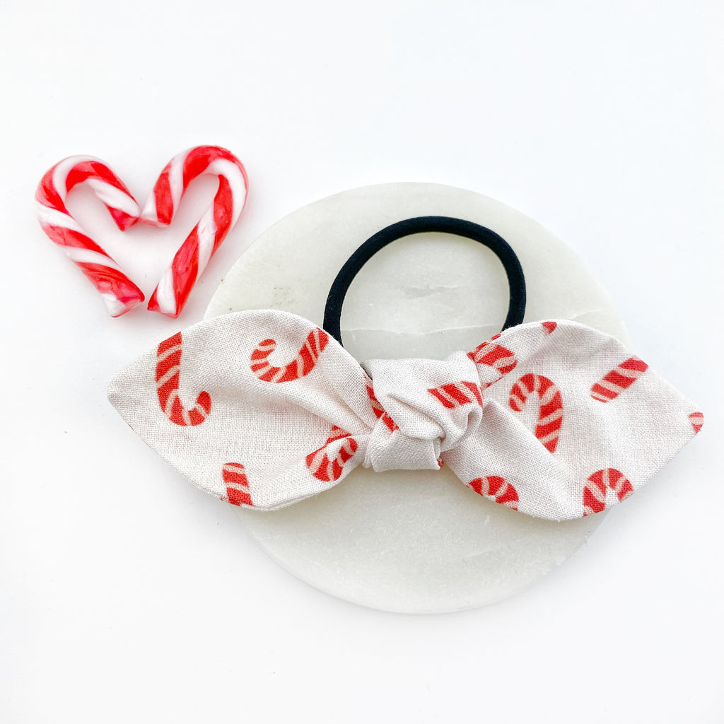 Ponytail Knot Bow - Candy Canes