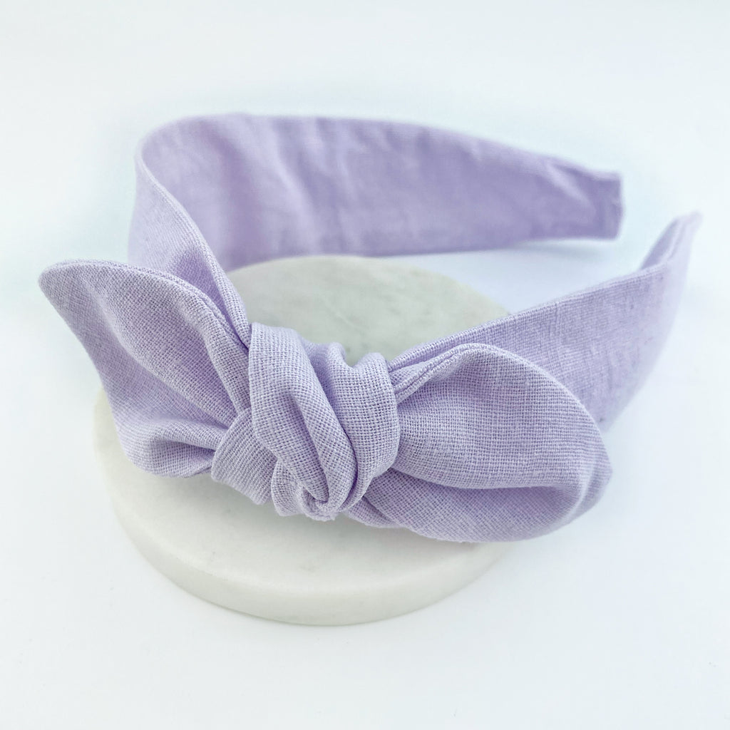 Knot Bow Headband - Lavender Linen
