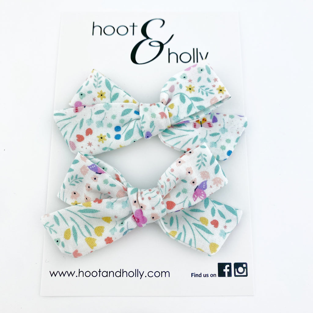 Sydney Bow - Pigtail Set - Flower Meadow