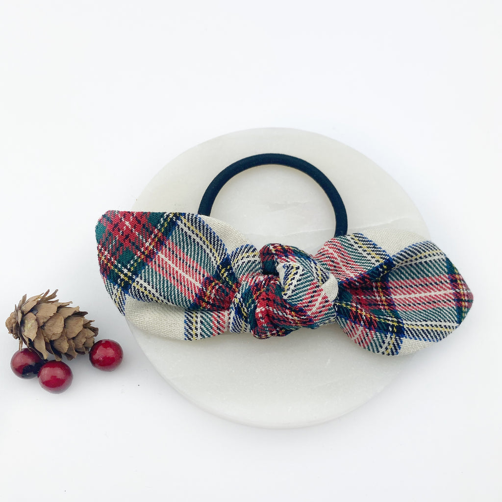 Ponytail Knot Bow - Tartan Plaid