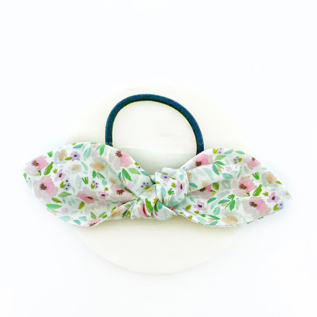 Ponytail Knot Bow - Sweet Peony Floral